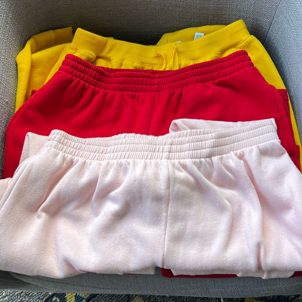Pacer Petite sweat pants set of three yellow, red and pink. Size PL